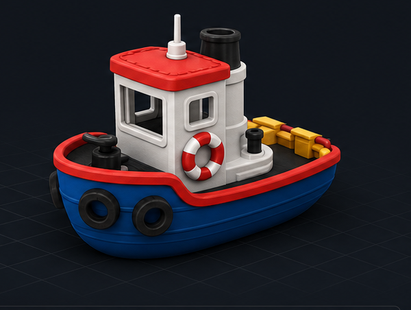Harbor tug boat model used for a PrintNext print cost estimate