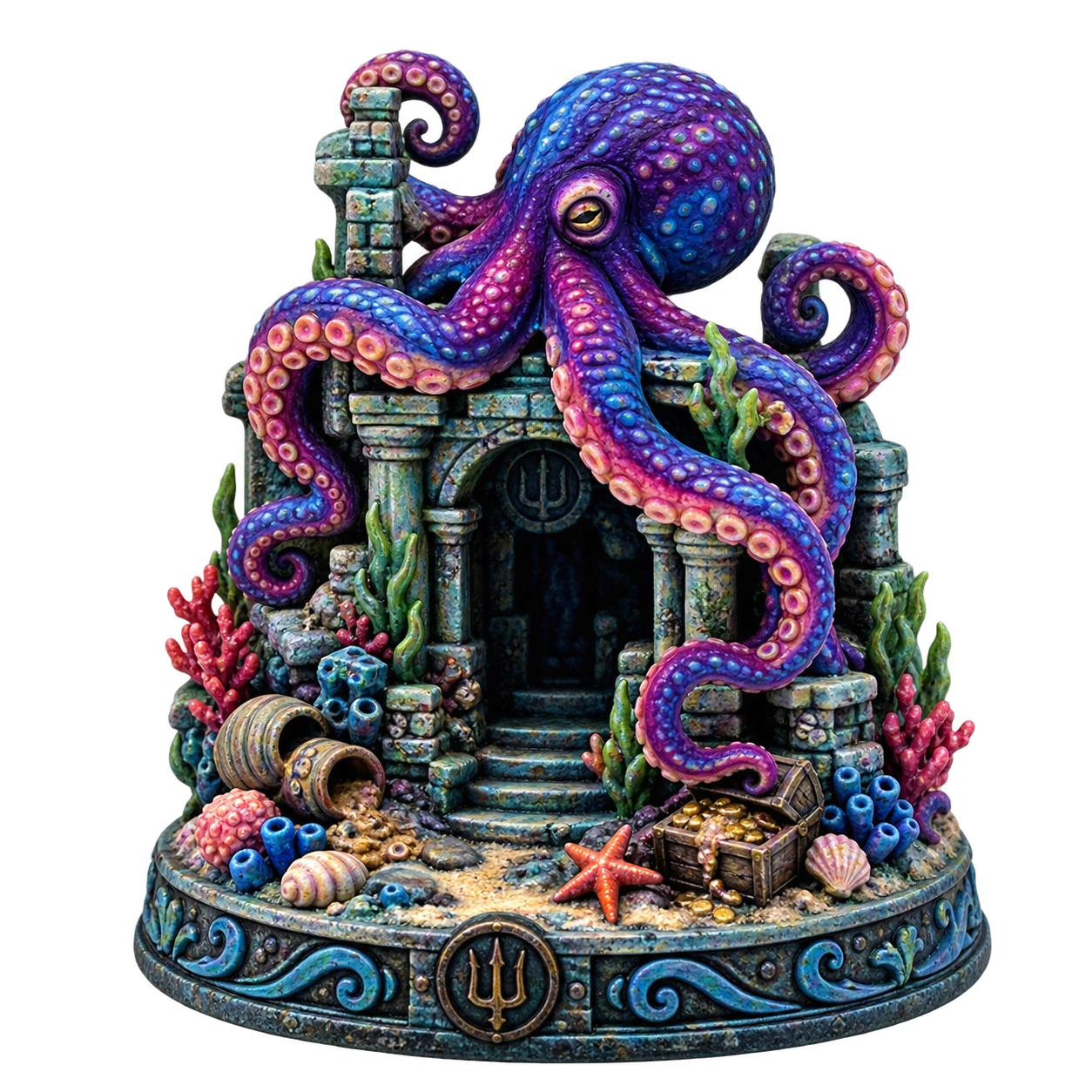 PrintNext full-color octopus 3D print wrapped around an underwater temple