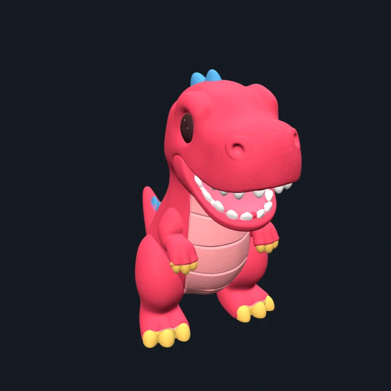 Cute Red T-Rex 3D Model – Multicolor Dinosaur by PrintNext 3D model preview