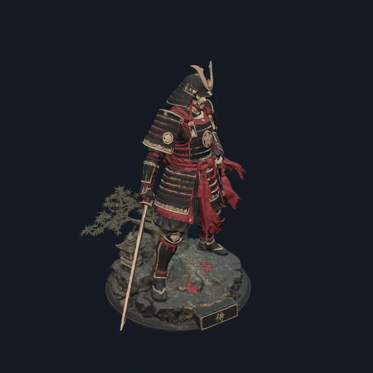 Crimson Shogun Samurai Warrior 3D model preview