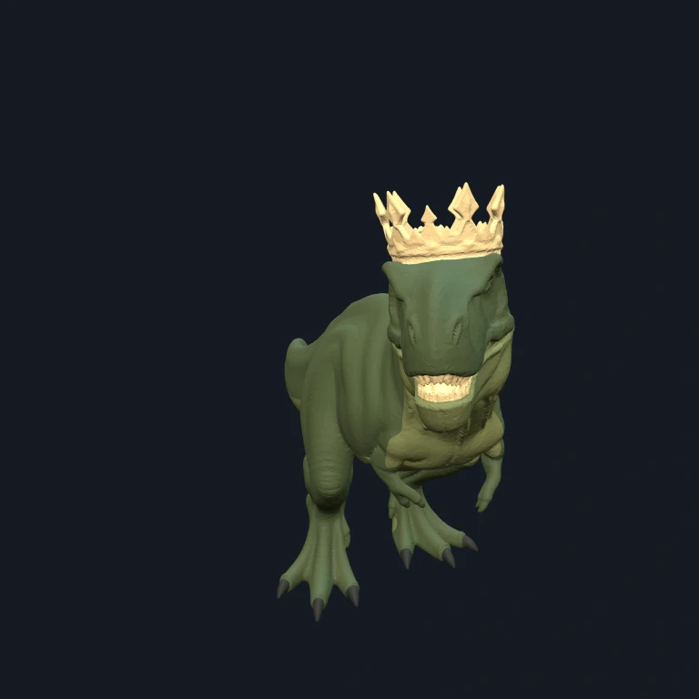 Crowned T-Rex King – Multicolor 3D Printable Model 3D model preview